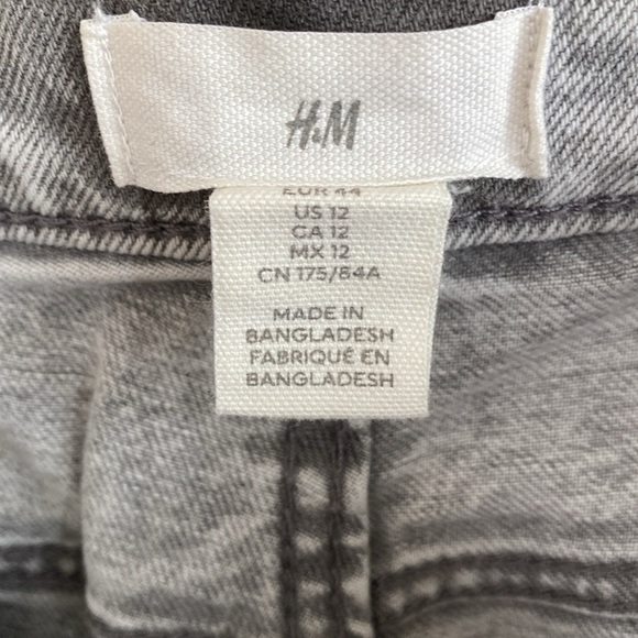 H&M High Rise Straight Leg Denim Jeans Light Acid Wash Gray Size 12 - Picture 7 of 14